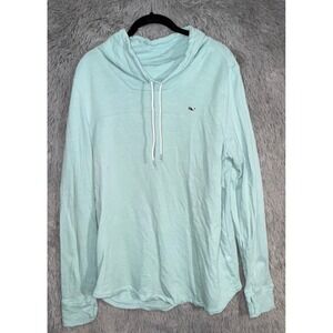 Vineyard Vines Whale Logo Light Blue Cotton Pullover Hoodie Sweatshirt Size M